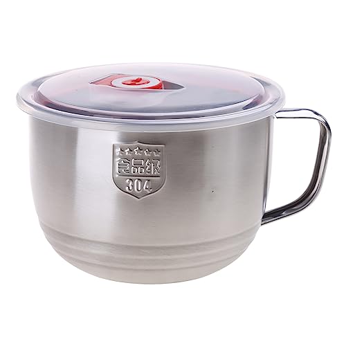 蓋付きのステンレス鋼ボウルハンドルリークフードコンテナライススープボウルオフィス用ホームストレージコンテナ用食器棚小麦粉用