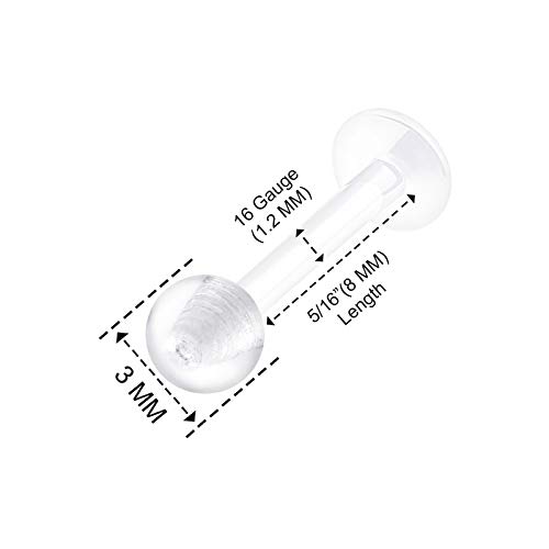 6Pcs Bioplastic Clear Curved Piercing Retainer 16 Gauge 5/16 8Mm Ball Helix Septum Earrings Cartilage Jewelry 2499 #TOP2