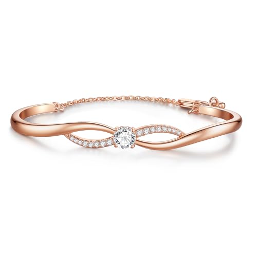 Lyniuoy Plaqué or rose 18 Carats Éternité en Mouvement Infini Bracelet Femme, Bijoux Femme, Romantique Cadeau Femme-Idées Uniques pour Anniversaire, Fête des Mères, Saint-Valentin, Noël