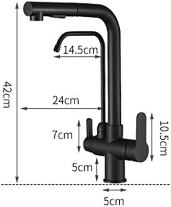Miscelatore da Cucina 3 in 1 Nero con Uscita Acqua filtrata, Rubinetto Multifunzionale in Ottone con spruzzatore, Rubinetto sottolavello a osmosi inversa a 2 modalità