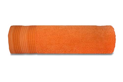 Image of Casa Copenhagen, Super Soft Pleats Collection 2 Pieces 100% Cotton Large Bath Towel (Size : 75 x 150 cm) - Orange & Honey