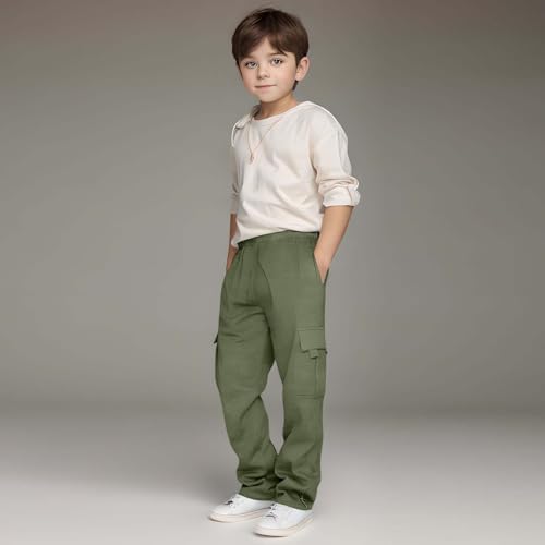 Boys Cargo Pants Baggy Open Bottom Sweatpants Straight Leg Joggers Preppy Athletic Workout Sweat Pants with Pockets3