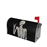 Mount Hour Rock and Roll Skeleton Skull Boho Hippie Mailbox Covers, Magnetic Post Box Cover Wraps Standard Size 21x18 Inches for Garden Yard Decor