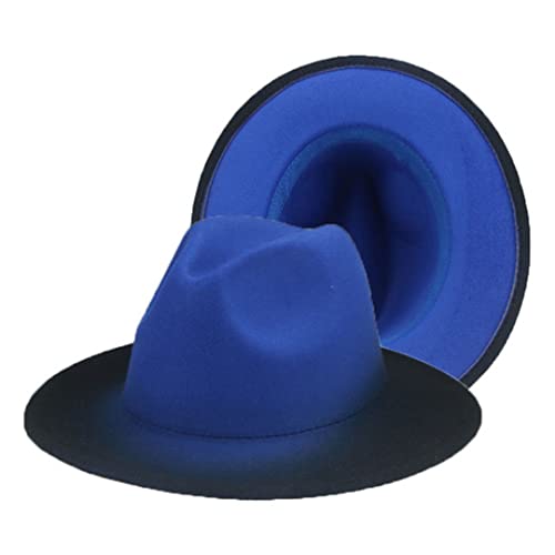 Fedora Hat Hats For Women Felt Hat Wide Brim Gradient Color Designed Panama Formal Jazz Caps Cowboy Cowgirl Light Green 56-58Cm #TOP4