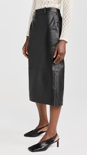 Vince Women's Mid Rise Leather Pencil Skirt4