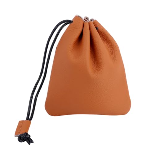 Penitue 1pcs Pochette en cuir à cordon (Brun, Grand format)