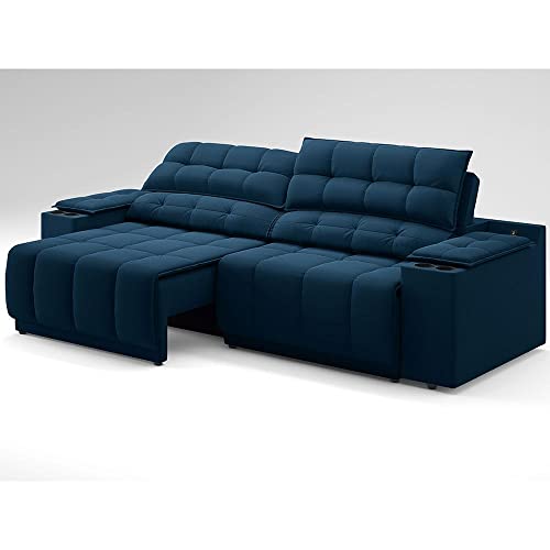 Sofá com Usb Retrátil e Reclinável Samurai Petróleo 2,00m