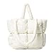 Produktbild HIMS Gesteppte Gitter-Einkaufstasche für Damen, Winter, große Kapazität, Einfachheit, trendige, lässige Umhängetaschen, gepolsterte Daunen-Baumwollweiche Handtaschen, Shopper-Tasche