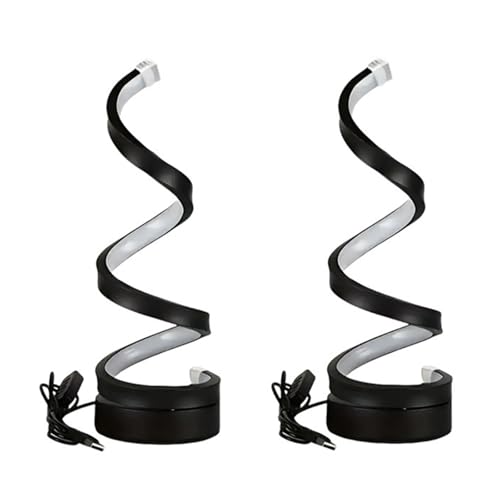 Spiral LED Table Lamp, 3 Color Temperatures Dimmable Bedside Lamp, Curved LED Desk Lamp, USB Powered Desk Light, Twisted Decorative Black Bedside Night Light,Nightstand Lamp Bedroom Living Room