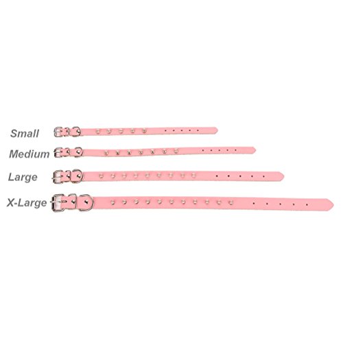 Aolove Basic Classic Adjustable Genuine Cow Leather Pet Collars For Cats Puppy Dogs (Small, Pink-Spiked Rivet) #TOP4