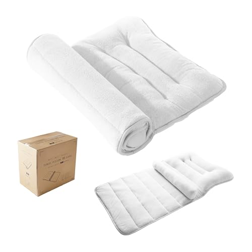 タオル枕 枕 首枕 ロール枕 まくら 綿100%パイル ロール式 高さ調整 快眠枕 安眠枕 ピロー (ホワイト)