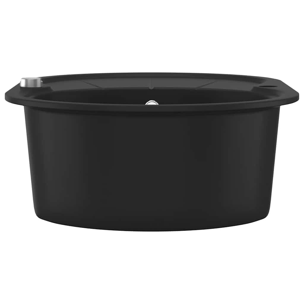 Fregadero de cocina de granito de un seno ovalado negro