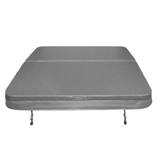 Hot Tub Cover Spa Lid 2m x 2m Square Grey Hard Top Weatherproof PVC Leather Foam 25KG/m3 Density...