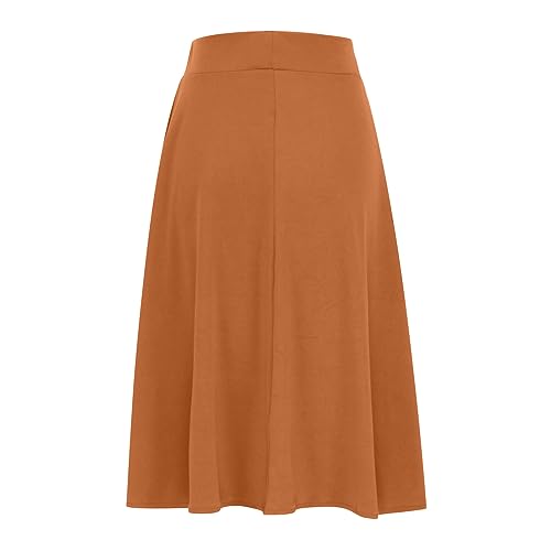 Knee Length Flared Skirt for Women Trendy Fashion High Waisted A-Line Midi Skirts Flowy Casual Party Outfits2