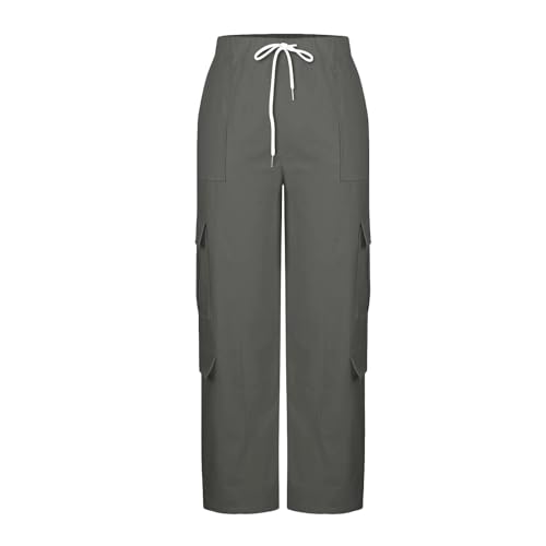 Womens Cargo Pants Elastic High Waisted Hiking Pants Baggy Stretchy Wide Leg Y2K Streetwear Trousers with Pockets4