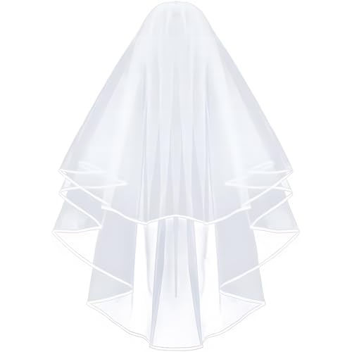 WeddHuis 1 PCS Velo Sposa Corto Elegante Bridal Tulle con Pettine Sposa (60–80 cm)