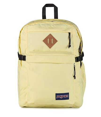 Image of JanSport Main Campus Backpack - Travel or Work backpack w 15-Inch Laptop Sleeve and Dual Water Bottle Pockets, Lemon Ice