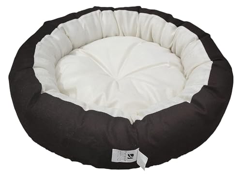 Image of XXX-Large Size Dog and Cat Bed Round Shape Export Quality Ultrasoft Micro Fiber Filling for Extra Comfert Dual Color Cream-Brown Machine Washable Anti Skid Base Pet Bed