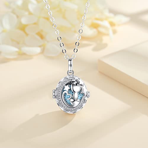 Infuseu Aromatherapy Necklace For Women Essential Oil Diffuser Jewelry Cat Moon Star Oval Pendant With 7 Lava Rock Healing Stone Cute Anxiety Yoga Gifts #TOP1