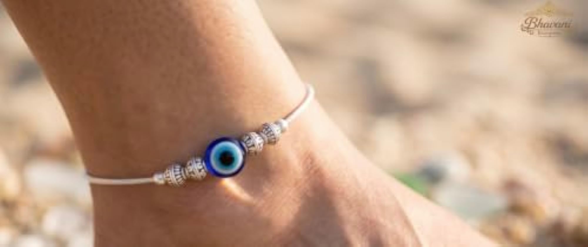 Gorgeous Evil Eye Silver Anklet for Women & Girls, Adjustable