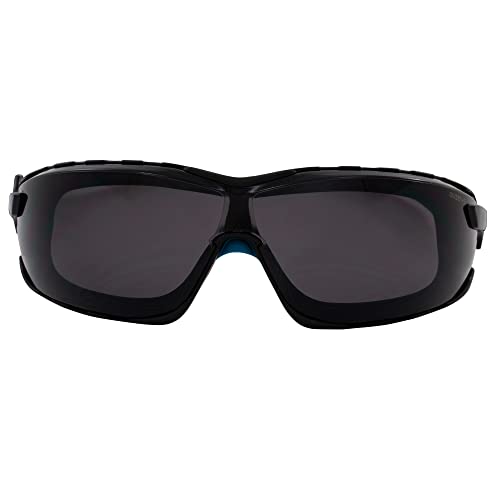 2 Pairs Of Global Vision Sunn Up Motorcycle & Safety Goggles Ansi Z87.1 Scratch-Resistant Anti-Fog Clear & Smoke Lenses (Blue-Smoke/Blue-Clear) #TOP1