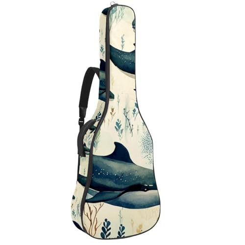 Sac de transport pour guitare acoustique étanche motif baleines vintage 42.9 pouces