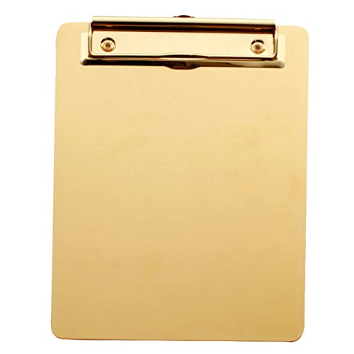 Porte-papiers A4 acier inoxydable doré pince rigide bureau TEHAUX