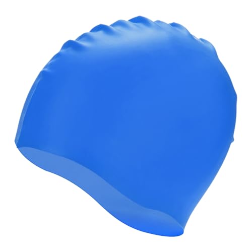 M METERXITY 1-Pack Silicone Swim Cap for Women & Men, 7.3" Opening 7.9" H Durable Swimming Hat Unisex Non-Slip Waterproof Swimming Caps for Pool Training/Triathlon [Dark Blue]