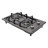 Camping Gaskocher 2 Flammen, Tragbarer Gasherd Outdoor, Gasherd für Wohnmobil, Impulszündung, Zwei Brenner, Stabile Beine, Grillparty und Reise, Unterschiedliche Leistung, 51x31x10cm