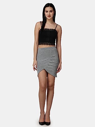 Image of POPWINGS Casual Shimmer Solid Sarong Mini Skirt for Women | Summer Skirt for Women | Mini Skirt for Women