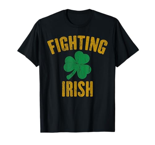 Vintage Fighting Irish History Gold Shamrock T-Shirt