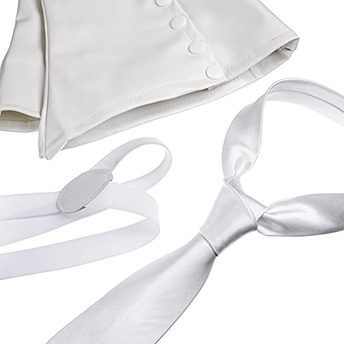 1920S White Mens Costume Accessories Set Including Gangster Spats Suspenders Y-Back Trouser Braces White Tie #TOP1