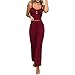 PARUPRUP Sexy Damen-Pyjama-Set, Spitzenbesatz, bauchfrei, Cami, Sommer, 2-teiliges Set (DE/NL/SE/PL, Alphanumerisch, S, Regular, Regular, Weinrot)