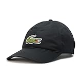 Lacoste Unisex Crocodile Badge Cotton Twill Cap, Black, One Size