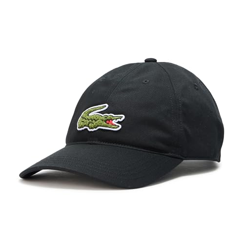 Lacoste Unisex Crocodile Badge Cotton Twill Cap, Black, One Size