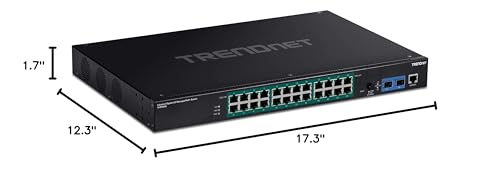 Image of TRENDnet 26-Port Industrial Gigabit L2 Managed PoE+ Switch, TI-RP262i, 1U 19 inch Rackmount, 24 x Gigabit PoE+ Ports, 2 x SFP Slots (100 /1000Base-FX), IP30, VLAN, QoS, 685W PoE Power Budget, Fanless
