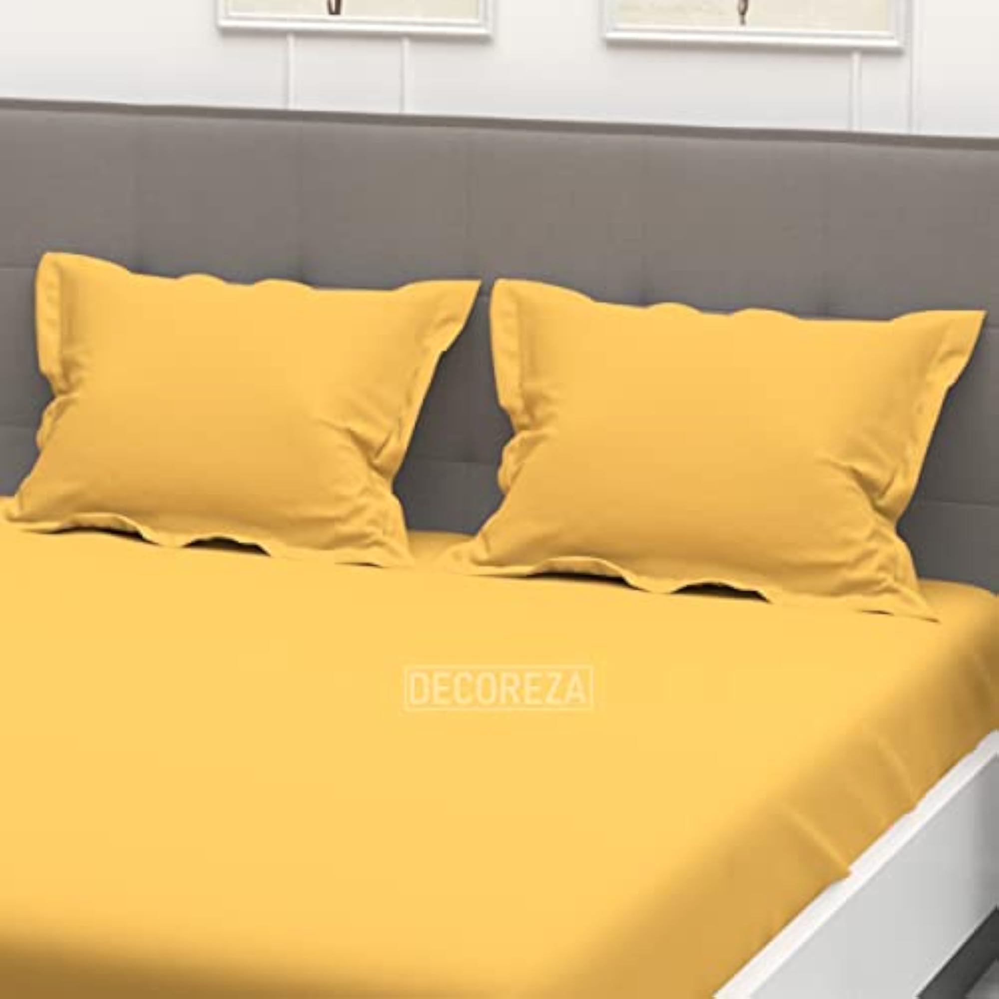 Solid Color Elastic Fitted King Size Bedsheet with 2 Pillow Covers