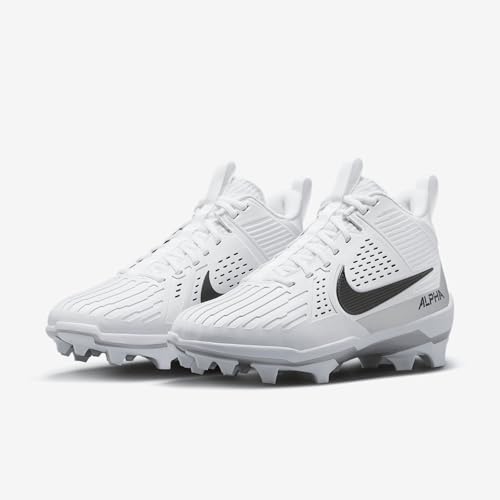 Nike Nike Alpha Menace Strong Men's Football Cleats (II5139-100, White/Metallic Silver/Black) Size 8