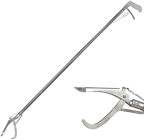 HUUPSUN Snake Grabber, Stainless Steel Snake Tong Extra Long Reptile Grabber, Rattle Snake Catcher 64 inch Wide Jaw Handling Tool