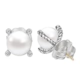 Myshiwu Designer Inspired Twisted Cable Wire Imitation Pearl Stud Earrings for Women Antique Fashion Brand Jewelry Gift (Twisted Cable Pearl Stud)