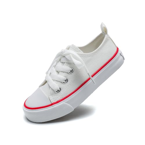 Kids Shoes Toddler Canvas Sneakers for Boys & Girls - Breathable, Lightweight & Durable Lace-Up Shoes Non-Slip Rubber Sole, Classic School Style for Play & Casual Wear,Ages 2+2