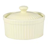 MOLUCKFU Bol de Cerámica para Hornear con Tapa Bol Pequeño Amarillo Resistente al Calor para Pudín Sopa y Postres Apto para Cocina Doméstica y Repostería Profesional