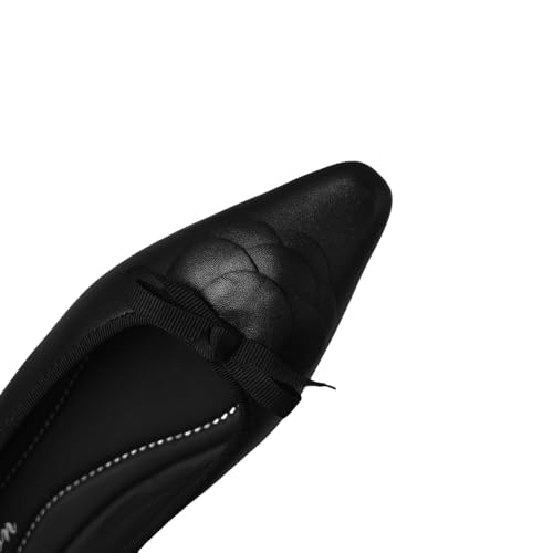 TinaCus Handmade Women's Genuine Leather Pointed Toe Petal Bowtie Ballet Flat Shoes2