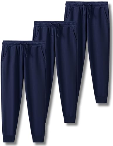 3 Pack Boys Lightweight Jogger Pants, Youth Athletic Sweatpants, Kids Toddlers Clothes Apparel