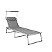 Produktbild HOMECALL Aluminium Folding Sun Lounger with Sunroof Textilene Fabric - Light Grey