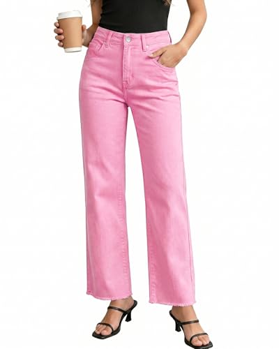GRAPENT Denim Outfit Dark Wash Jeans Women Jeans for Women Trendy Gossamer Pink Large Fits US Size 12 to 14