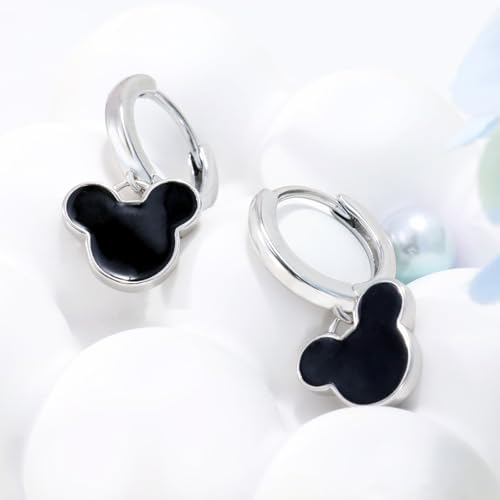 Black Mouse Hoop Earrings for Women Cute Mouse Dangle Hoop Earrings Drop Dangle Earrings Lucky Princess Animal Jewelry for Wife Daughter Birthday Gifts4