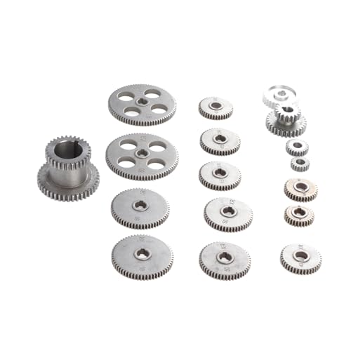 Image of Bewinner 18PCS Lathe Cutting Machine Gear Kit | Metal Exchange Gears with Motor Belt Pulley HT250 Gray Iron for CJ0618 Mini Lathe