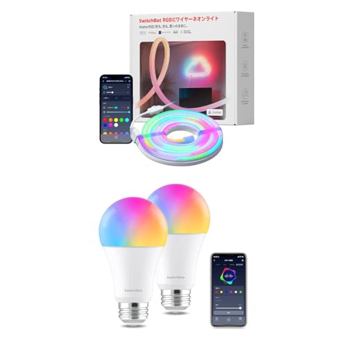 SwitchBot RGBIC C[ lICg LEDd - X}[gCg Alexa X}[gz[ Wi-Fi BluetoothɑΉ 5m F Lz 800lm 60W` dFEFΉ(2pbN)