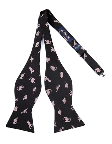 Image of HISDERN Bow Ties for Men Self Tie Animal Bowties Pocket Square Woven Silk Fun Bowtie Handkerchief Set for Wedding Party